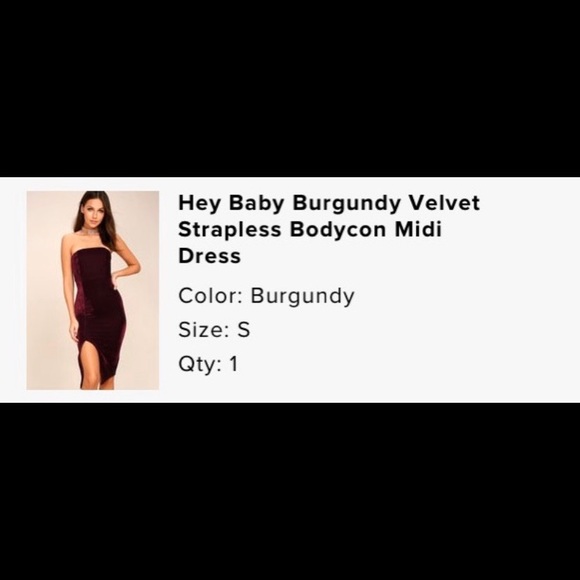 Midi burgundy velvet bodycon dress - Picture 3 of 3